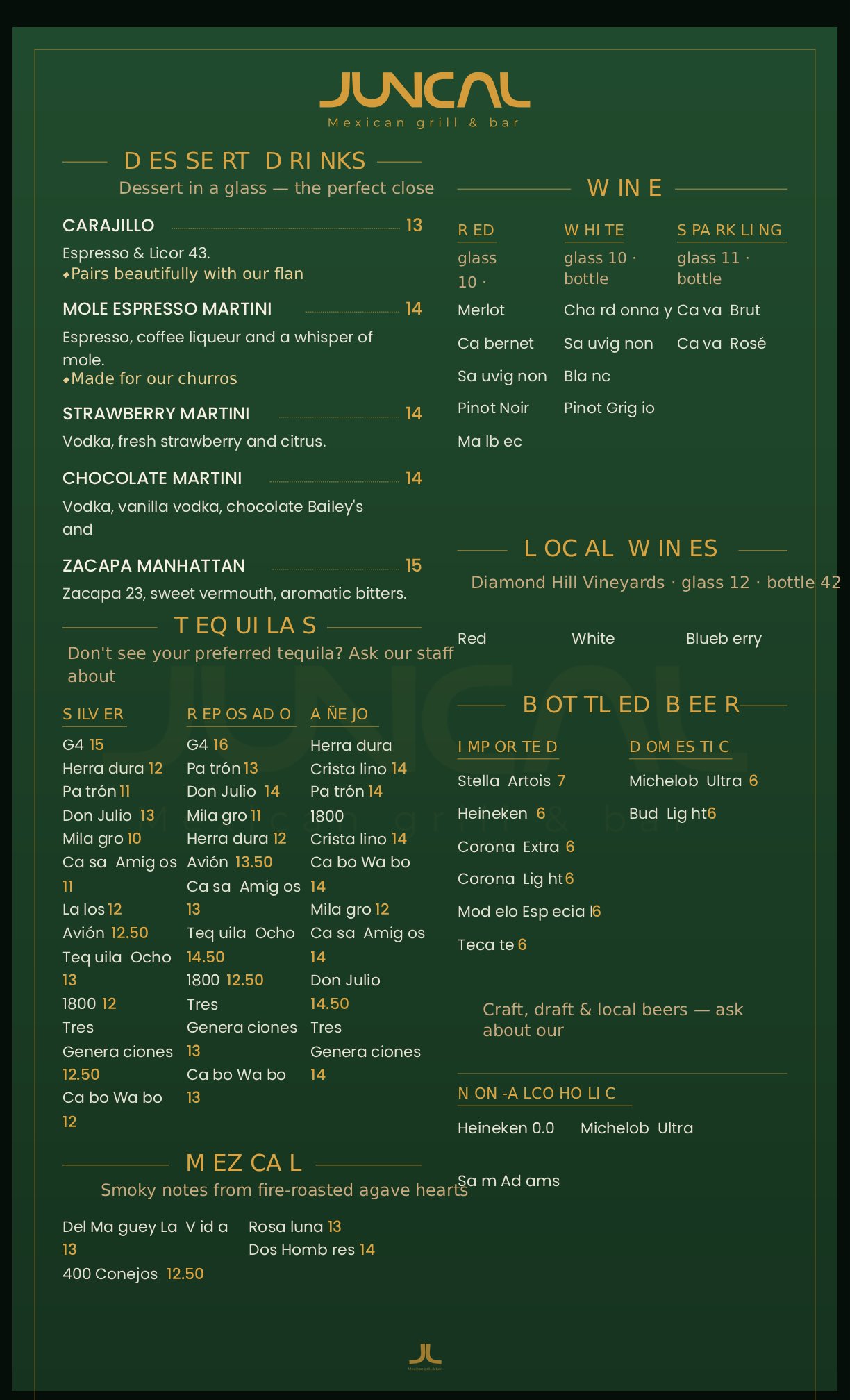 Juncal Mexican Grill Drinks Menu Page 2